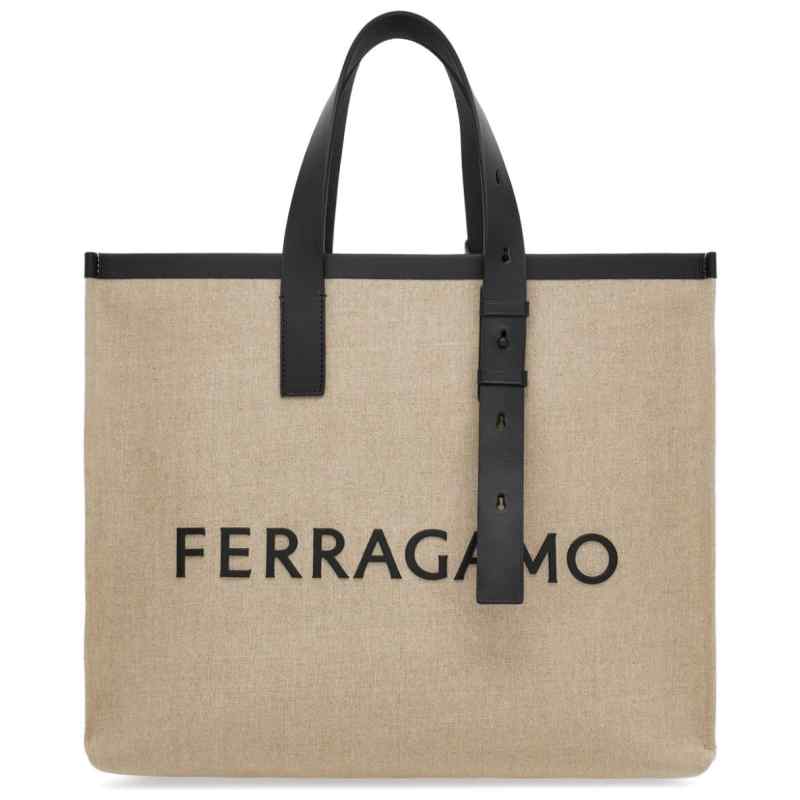110145176-fw23-ferragamopre-241298764873001 Ferragamo logo-embossed leather tote bag