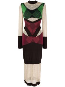Marine Serre Regenerated lozenge-knit midi dress