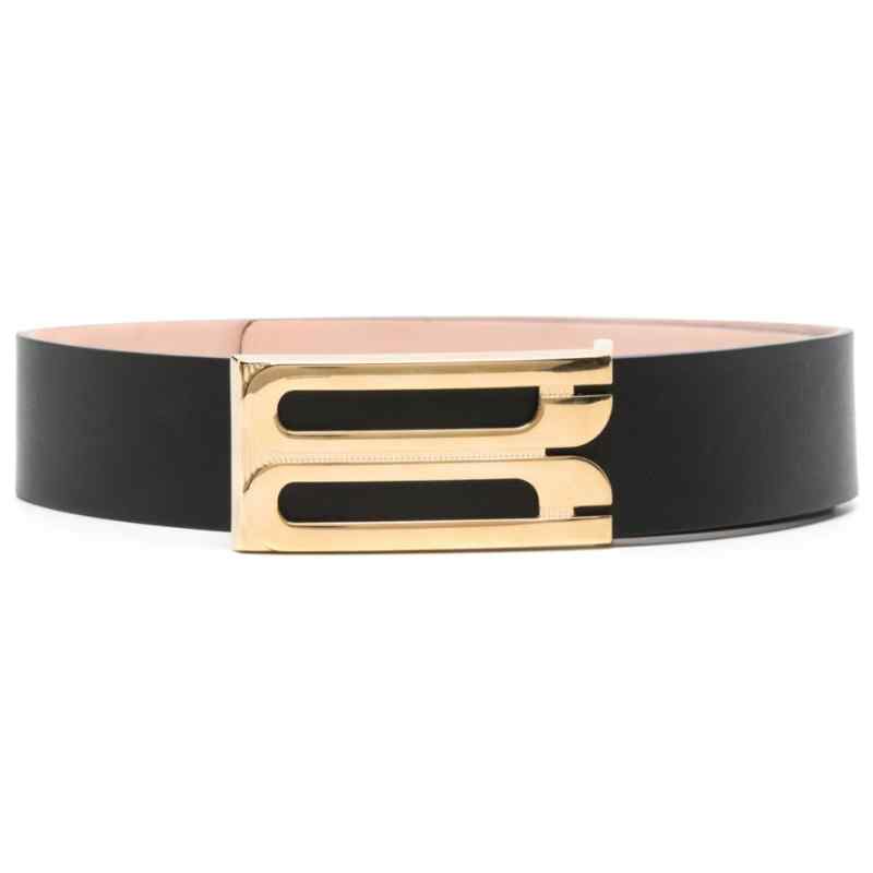 190052020-ss25-victoriabeckhampre-1324abl005770ablack Victoria Beckham Jumbo Frame logo-buckle leather belt
