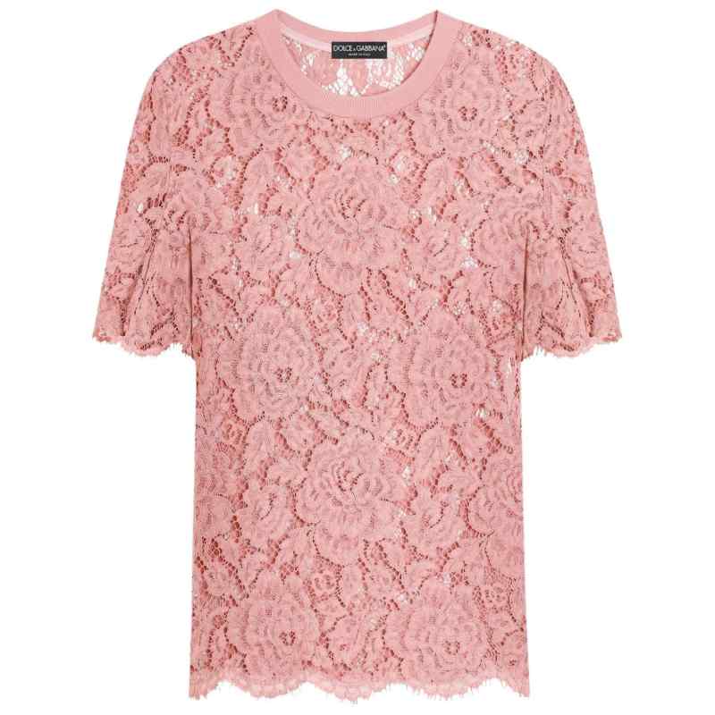 190071788-ss25-dolcegabbanapre-f8v21thlm7lf0473 Dolce & Gabbana corded lace short sleeved T-shirt
