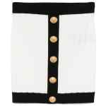 Balmain Button-embellished ribbed-knit mini skirt