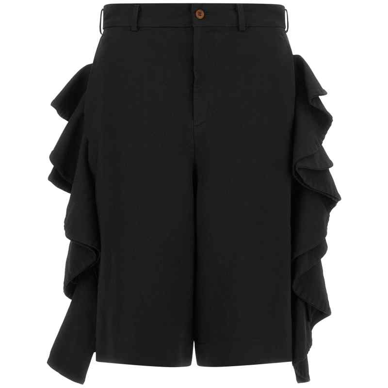 Comme Des Garcons Black Sculptural Ruffle Bermuda Shorts