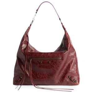 Balenciaga Crinkled Leather Top Zip Bag