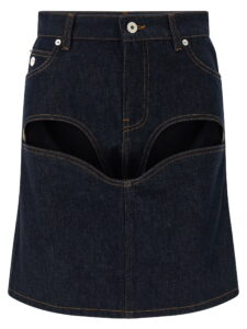 Jean Paul Gaultier Denim Mini Skirt With Cuts And Turn Up Skirt