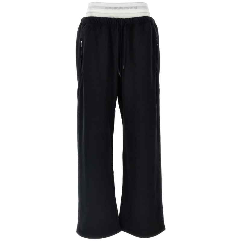 4CC1244349020A_01_M_2024-08-28T06-47-56.268Z T By Alexander Wang Wide Leg W/ Logo Elastic Exposed Brief Joggers
