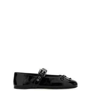 Miu Miu Buckle And Bow Ballet Flats