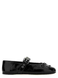 Miu Miu Buckle And Bow Ballet Flats