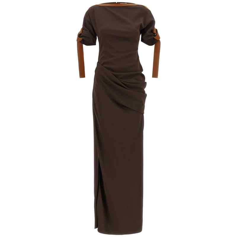 795757EXPRESSO_01_M_2026-08-21T09-07-55.446Z Ferragamo Dress With Leather Straps