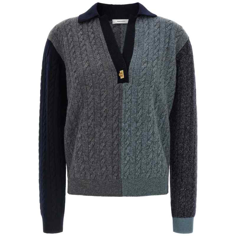 Ferragamo Color Block Braid Sweater