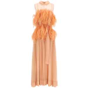 Alberta Ferretti Chiffon And Feather Dress