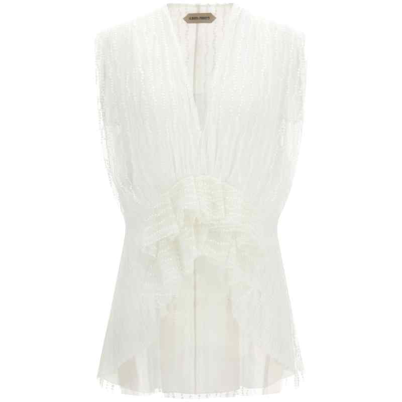 Alberta Ferretti Asymmetrical Tulle Top