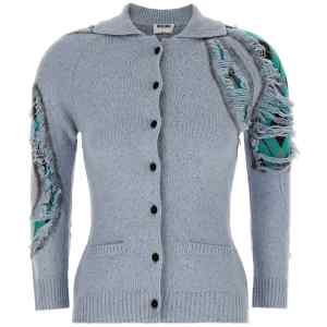 Moschino Distressed Argyle Cardigan