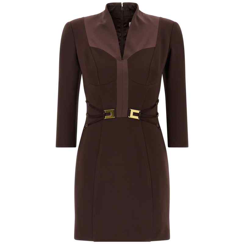 AB86961E2644_01_M_2025-12-18T09-44-24.378Z Elisabetta Franchi Logo Dress With Elastic Bands