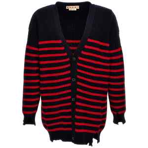 Marni Destroyed Effect Striped Cardigan