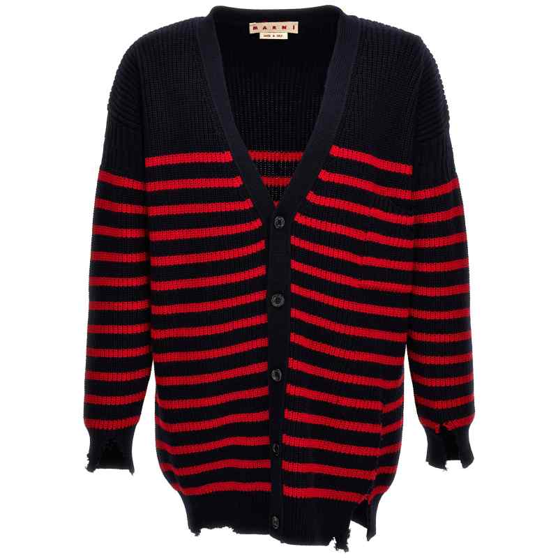 CDMG0127Q0UFC532RGB94_01_M_2024-01-16T09-46-55.385Z Marni Destroyed Effect Striped Cardigan
