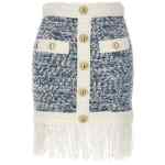 Balmain Fringed Tweed Skirt