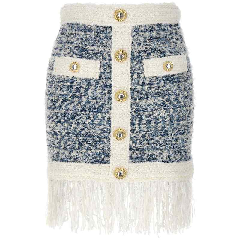 CF1LB293KF88SLJ_01_M_2024-01-26T09-43-25.356Z Balmain Fringed Tweed Skirt