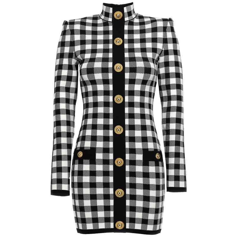 CF1R8019KF51EAB_01_M_2023-12-13T08-45-41.696Z-1 Balmain Vichy Knit Dress