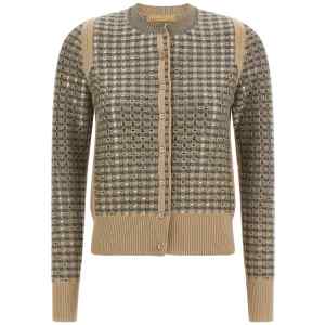 Ermanno Scervino Check Cardigan With Crystals