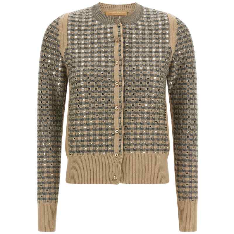 Ermanno Scervino Check Cardigan With Crystals