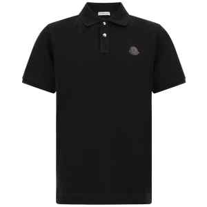 Moncler Leather Logo Patch Polo Shirt