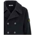 Stone Island Double-breasted Coat With Logo Badge