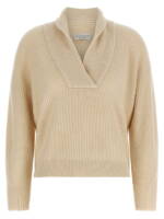Brunello Cucinelli Shawl Neck Ribbed Sweater