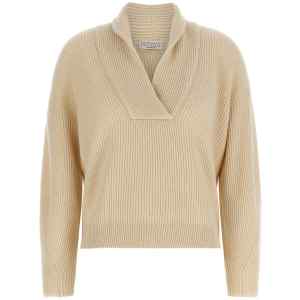 Brunello Cucinelli Shawl Neck Ribbed Sweater