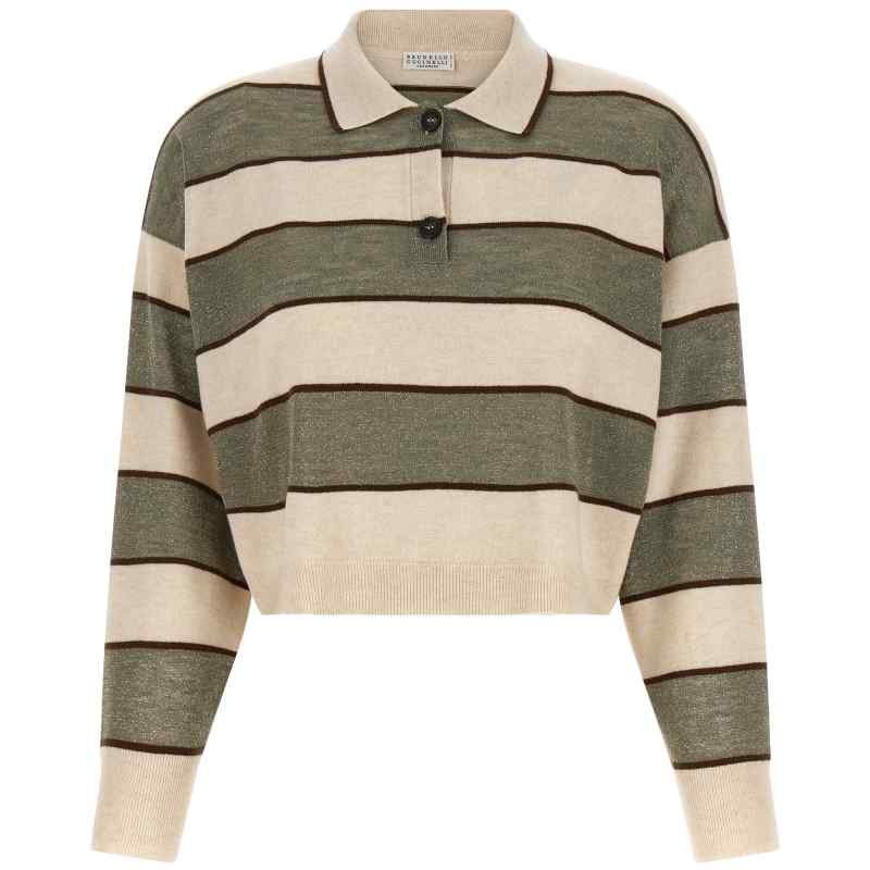 M16221605CQU70_01_M_2026-06-24T09-06-34.87Z Brunello Cucinelli Sparkling Stripes Polo Shirt