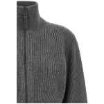 Brunello Cucinelli Ribbed Cardigan With Leather Detail