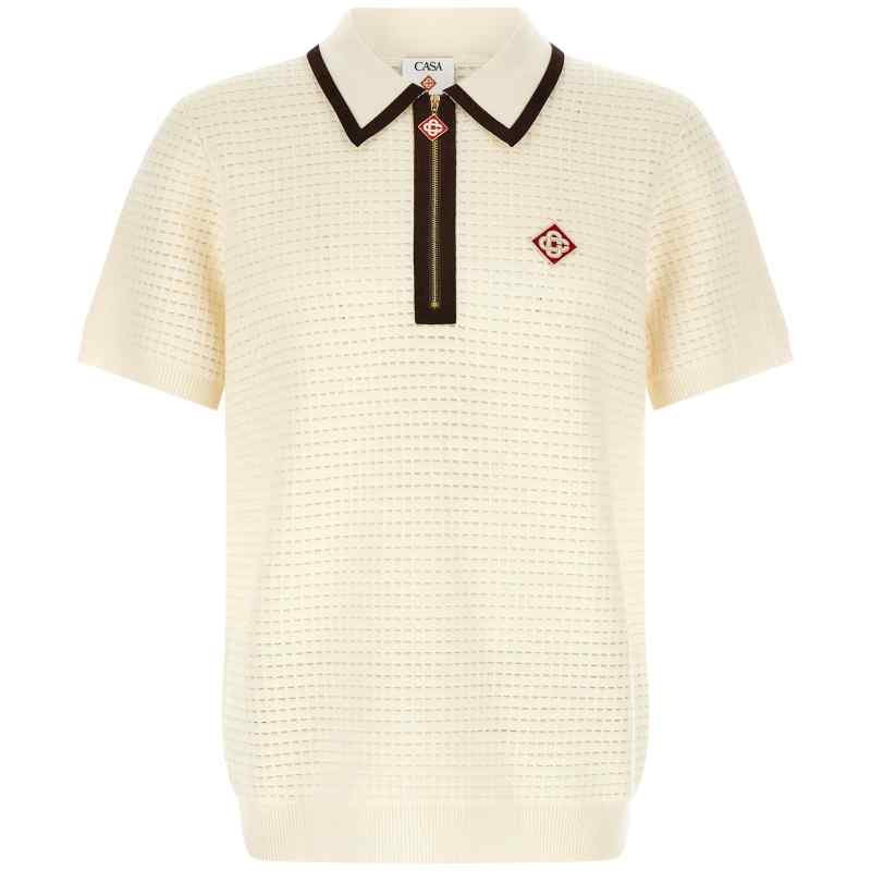 MAW26KW148001WOOLWHITE_01_M_2026-08-12T09-02-50.707Z Casablanca Waffle Stitch Knit Polo Shirt