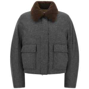 Brunello Cucinelli Shearling Collar Cropped Jacket