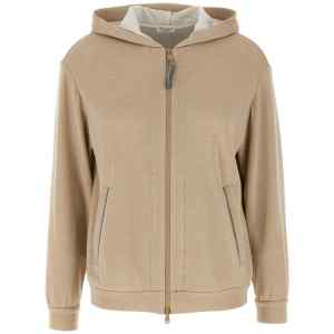 Brunello Cucinelli Precious Zipper Pull Hoodie