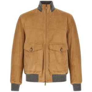 Brunello Cucinelli Padded Suede Bomber Jacket