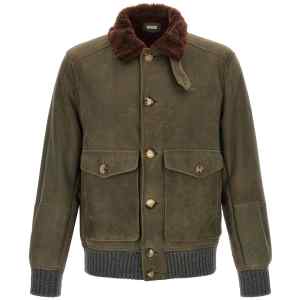Brunello Cucinelli Waxed Shearling Bomber Jacket