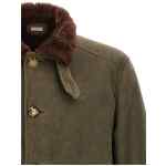 Brunello Cucinelli Waxed Shearling Bomber Jacket
