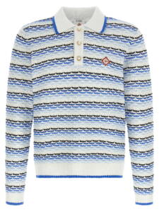Casablanca Tuck Stitch Long Sleeve Polo Shirt