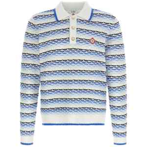 Casablanca Tuck Stitch Long Sleeve Polo Shirt
