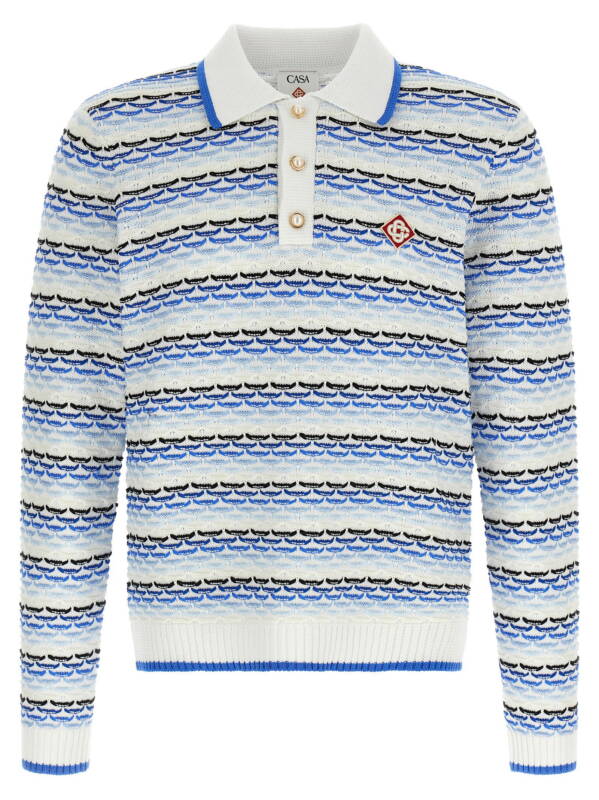 MSP26KW133401_01_M_2026-01-28T09-29-27.778Z-1 Casablanca Tuck Stitch Long Sleeve Polo Shirt