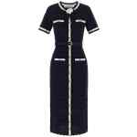 Self-Portrait Navy Pointelle Knit Midi Dress