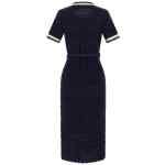 Self-Portrait Navy Pointelle Knit Midi Dress
