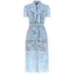 Self-Portrait Blue Lace Tie Neck Midi Dress