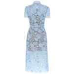Self-Portrait Blue Lace Tie Neck Midi Dress