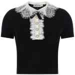 Self-Portrait Black Knit Lace Collar Top