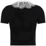 Self-Portrait Black Knit Lace Collar Top