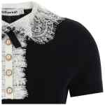 Self-Portrait Black Knit Lace Collar Top