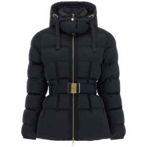 Elisabetta Franchi Belted Down Jacket With Logo Buckle