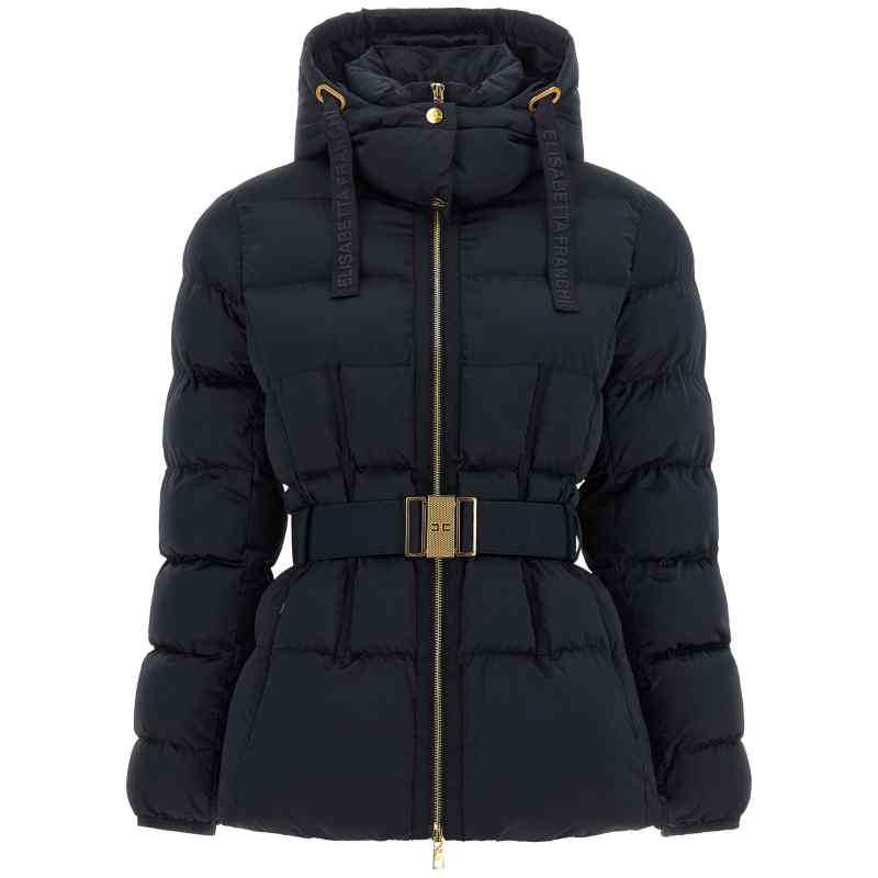 PI92D66E2H88_01_M_2026-08-26T09-19-41.965Z Elisabetta Franchi Belted Down Jacket With Logo Buckle