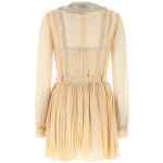 Self-Portrait Tan Pleated Georgette Mini Dress