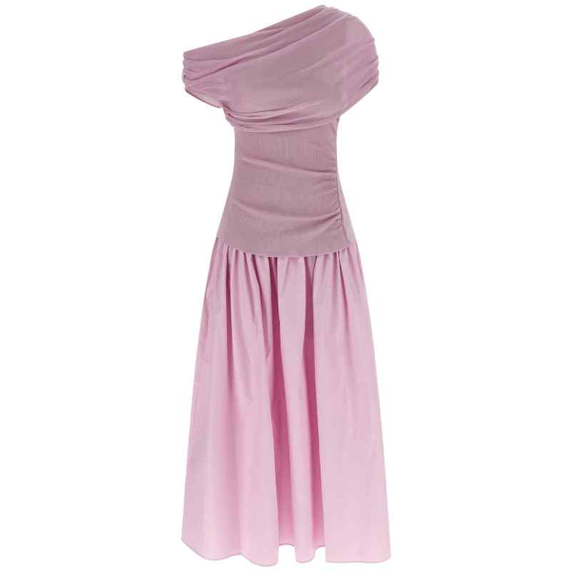 RS26108MPPINK_01_M_2025-11-21T10-24-12.409Z Self-Portrait Pink Cotton Draped Knit Midi Dress